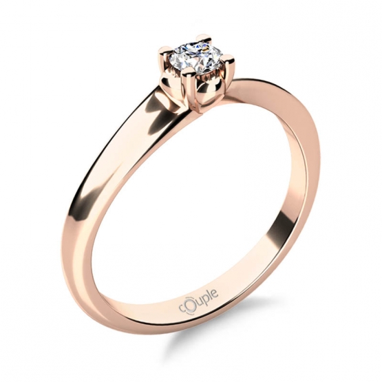 Couple, Elegantní zásnubní prsten Izzie, růžové zlato se zirkonem