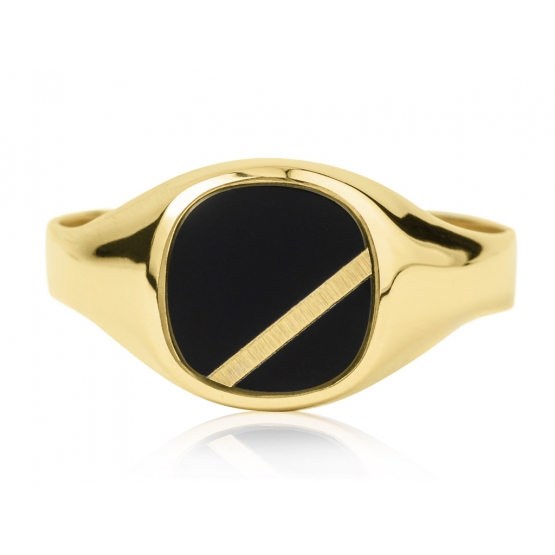 Pánský pečetní prsten Orlando, žluté zlato s onyxem