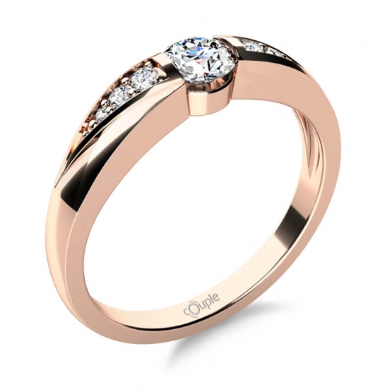 Moderní zásnubní prsten Cindy, růžové zlato se zirkony