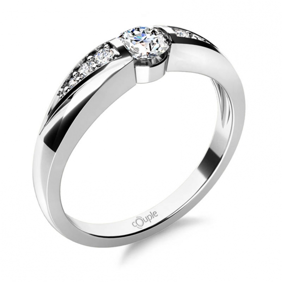 Moderní zásnubní prsten Cindy, bílé zlato s brilianty