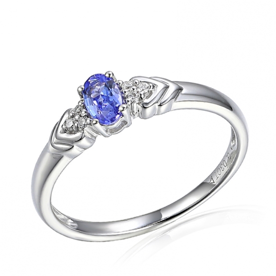 Gems, Luxusní prsten Kristin v bílém zlatě, s diamanty a tanzanitem