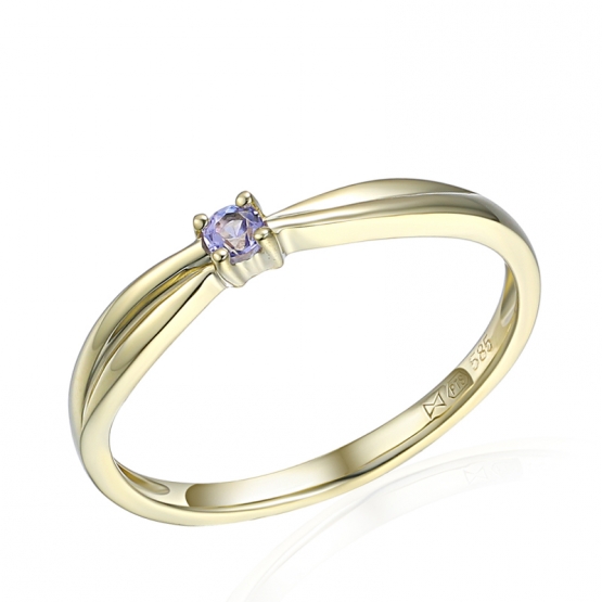 Gems, Zásnubní prsten Reba II, žluté zlato s tanzanitem, vel.: 53, ø16,9 mm, 3814043-0-53-62