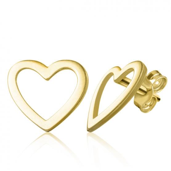 Minimalistické náušnice ve tvaru srdce Idol Heart II, žluté zlato