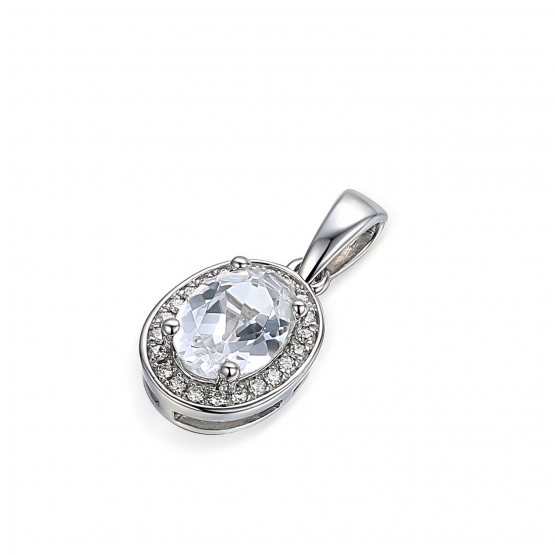 Gems, Diamantový přívěsek Gwen II, bílé zlato s brilianty a bílým topazem