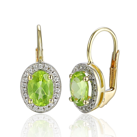 Diamantové náušnice Gwen, kombinované zlato s brilianty a peridoty