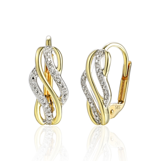 Diamantové náušnice Avena, žluto bílé zlato s brilianty