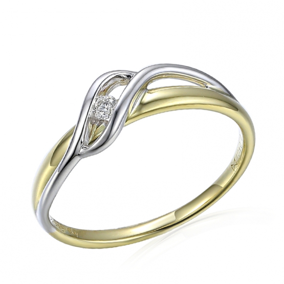 Diamantový prsten Johanna, žluté a bílé zlato s briliantem