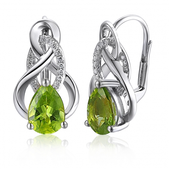 Gems, Okouzlující náušnice Pear v bílém zlatě, s peridoty a diamanty