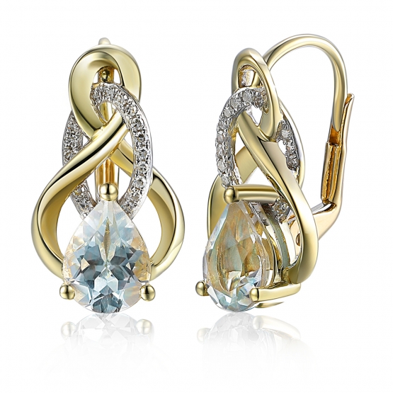 Gems, Okouzlující náušnice Pear v kombinovaném zlatě, s bílými topazy a diamanty