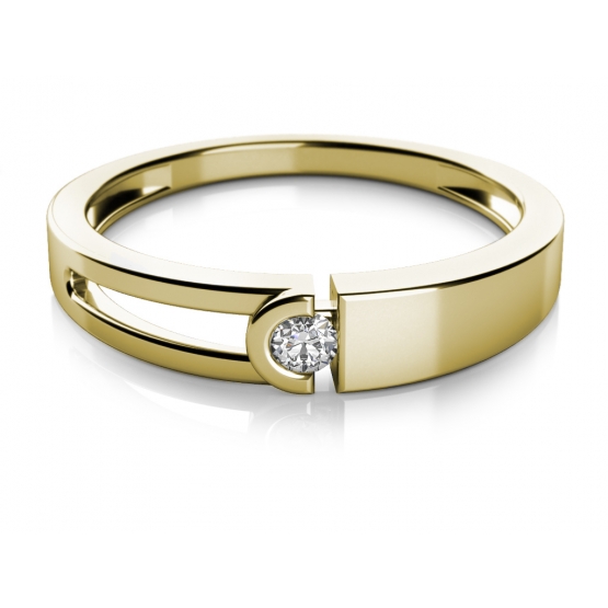 Zajímavý prsten Anes, žluté zlato a briliant