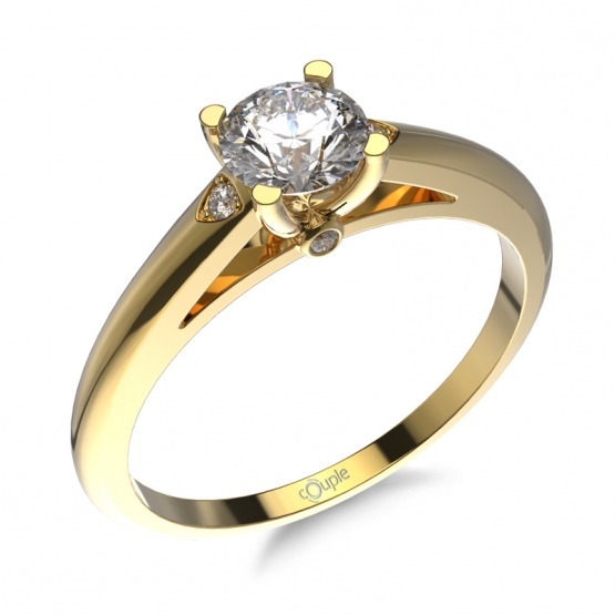 Couple, Klasický zásnubní prsten Katniss, žluté zlato s brilianty