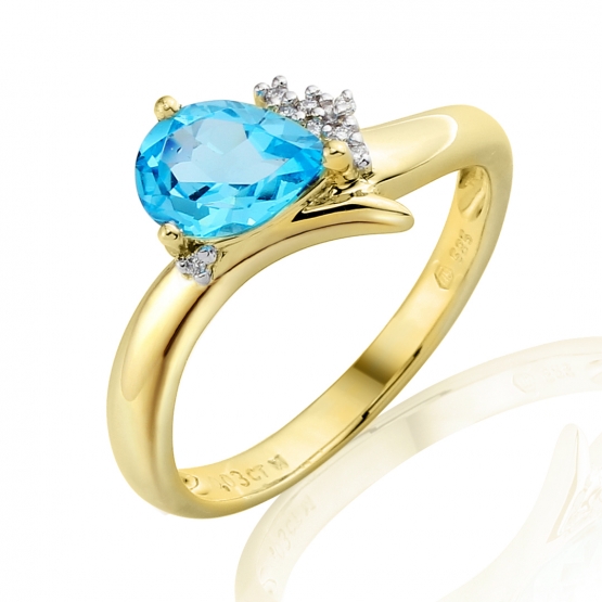 Gems, Oslnivý prsten Evianna v kombinovaném zlatě, s blue topazem a brilianty