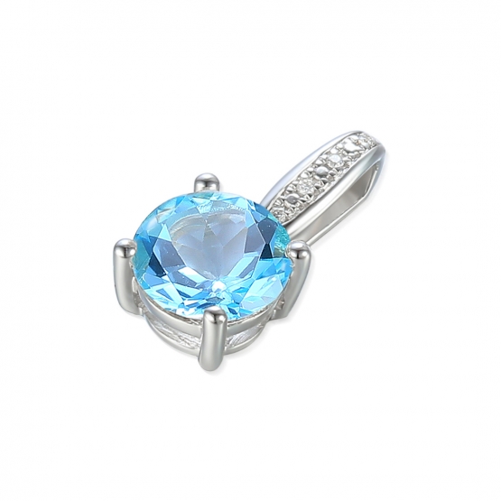 Gems, Přívěsek Anya, bílé zlato s brilianty a modrým topazem, 3871133-0-0-93