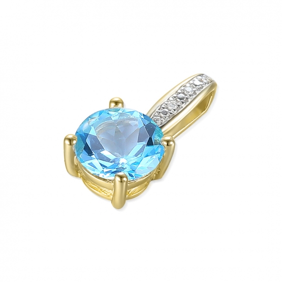 Gems, Přívěsek Anya, kombinované zlato s brilianty a modrým topazem, 3821133-5-0-93