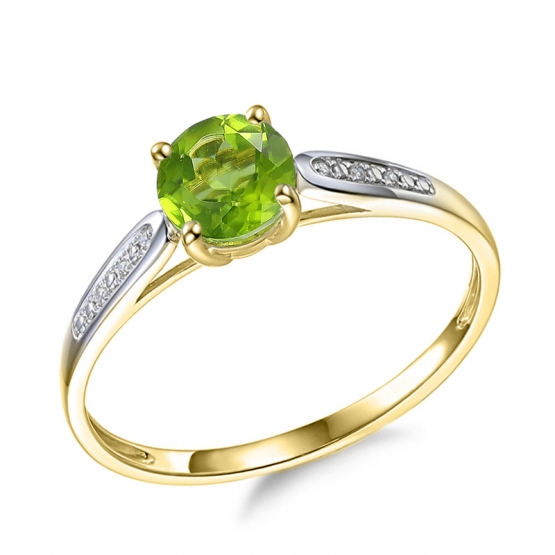 Gems, Zásnubní prsten Anya, kombinované zlato s brilianty a peridotem (olivínem), vel.: 55, ø17,5 mm, 3810810-5-55-87