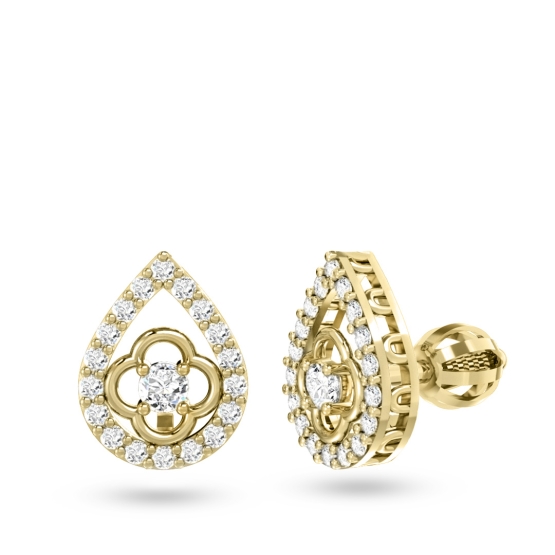 Peckové náušnice Amanda, žluté zlato se zirkonem