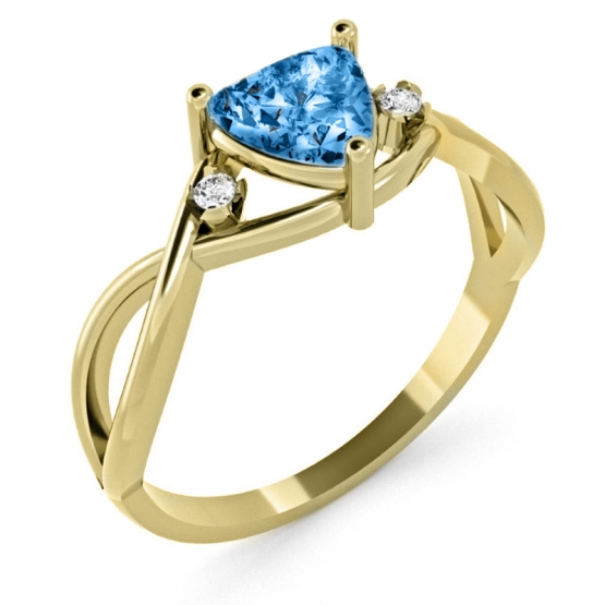 Originální prsten Karin, žluté zlato se zirkony