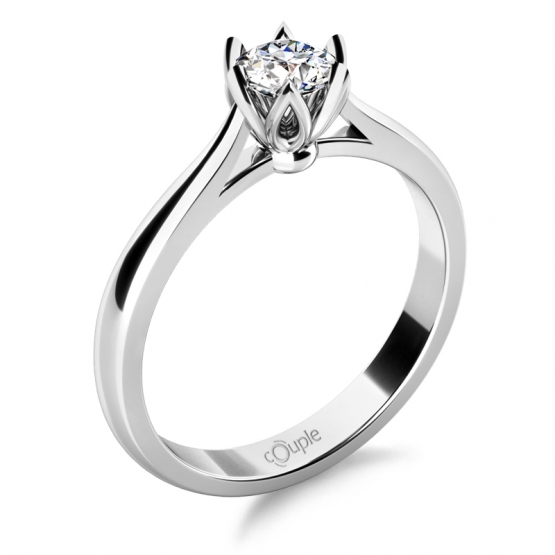 Couple, Něžný zásnubní prsten Romantico Caprice v bílém zlatě se zirkonem