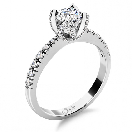 Třpytivý zásnubní prsten Romantico Ariadne, bílé zlato se zirkony