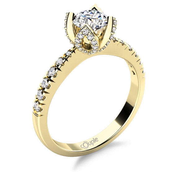 Třpytivý zásnubní prsten Romantico Ariadne, žluté zlato se zirkony