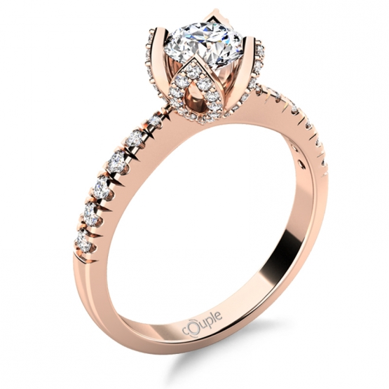 Třpytivý zásnubní prsten Romantico Ariadne, růžové zlato se zirkony