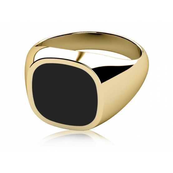 Pánský prsten Cedric, žluté zlato s onyxem