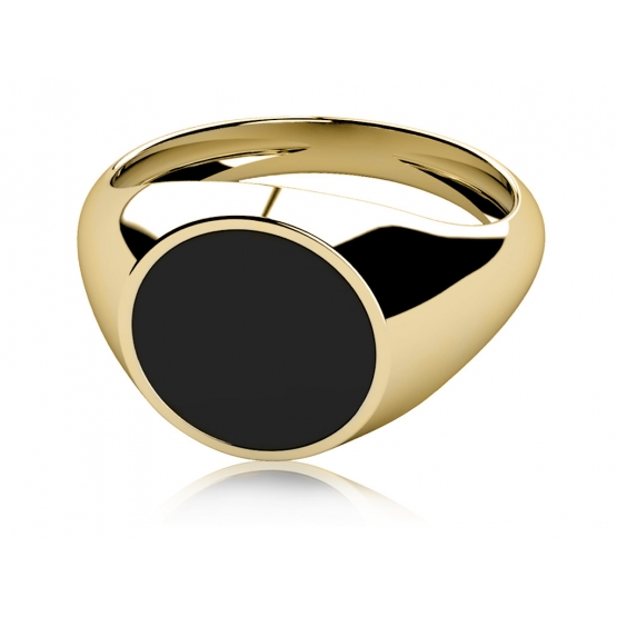Elegantní pánský prsten Gavin, žluté zlato a onyx