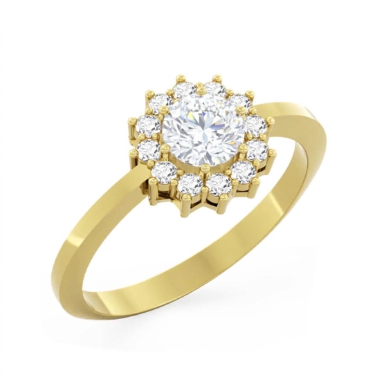 Couple, Elegantní prsten Dion, žluté zlato se zirkony