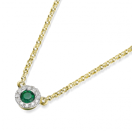 Luxusní náhrdelník Lien, kombinované zlato, brilianty a smaragd