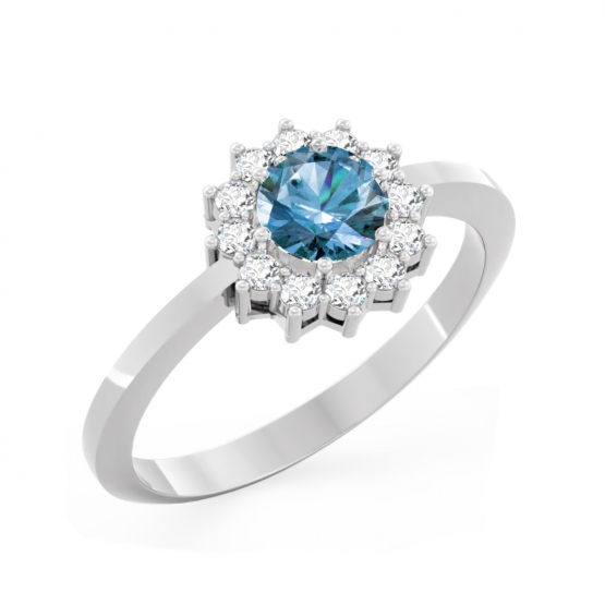Elegantní prsten Dion, bílé zlato se světle modrým zirkonem