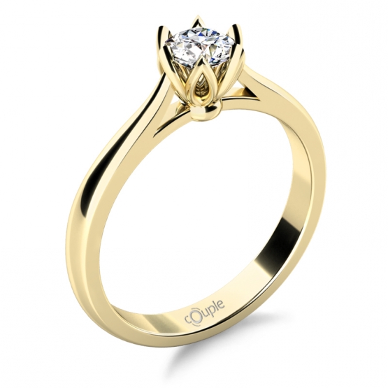 Couple, Něžný zásnubní prsten Romantico Caprice ve žlutém zlatě s briliantem
