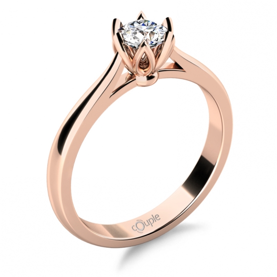 Něžný zásnubní prsten Romantico Caprice v růžovém zlatě s briliantem