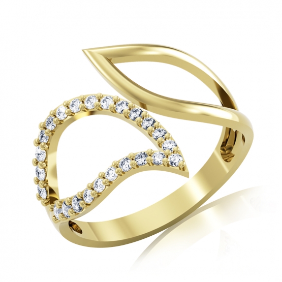 Originální prsten Talim, žluté zlato se zirkony