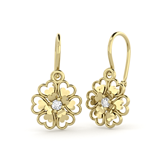 Dětské náušnice Serafina, žluté zlato se zirkony