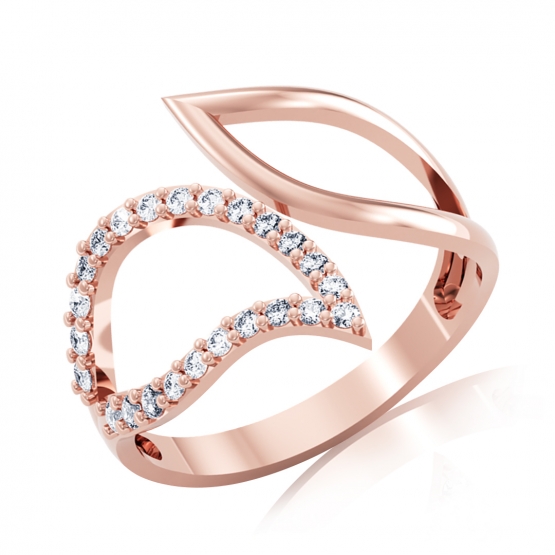 Couple, Originální prsten Talim, růžové zlato se zirkony