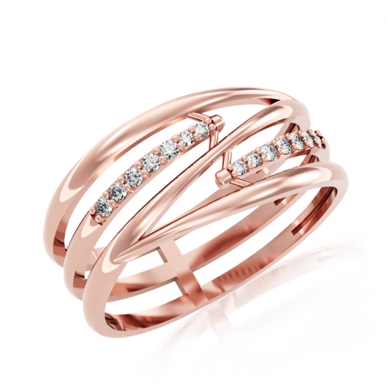 Couple, Elegantní prsten Trisha, růžové zlato se zirkony