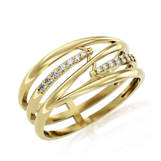 Elegantní prsten Trisha, žluté zlato se zirkony