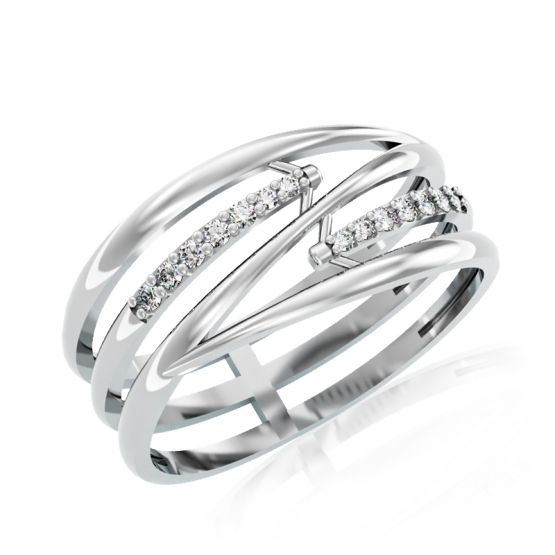 Elegantní prsten Trisha, bílé zlato se zirkony