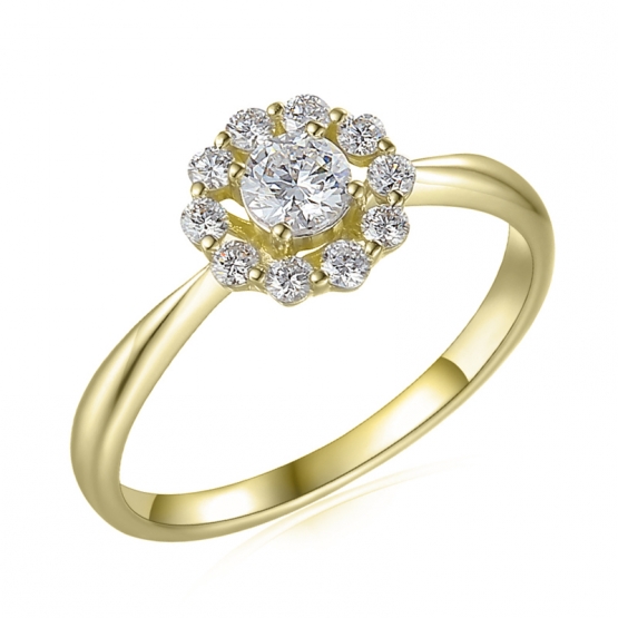 Luxusní prsten Harmonia, žluté zlato a brilianty