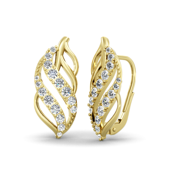 Elegantní náušnice Virelia, žluté zlato se zirkony