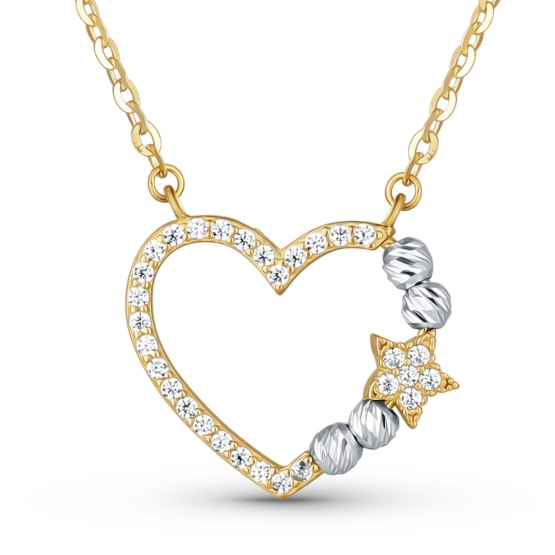 Romantický náhrdelník Melody, kombinované zlato se zirkony