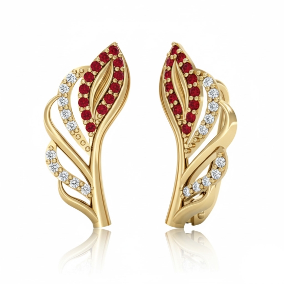 Couple, Něžné náušnice Lisette, žluté zlato se zirkony