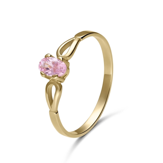 Elegantní prsten Elyra, žluté zlato s růžovým zirkonem