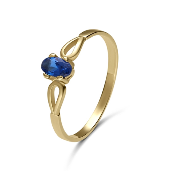 Elegantní prsten Elyra, žluté zlato s tmavě modrým zirkonem