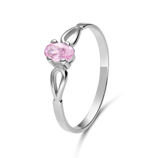 Couple, Elegantní prsten Elyra, bílé zlato s růžovým zirkonem