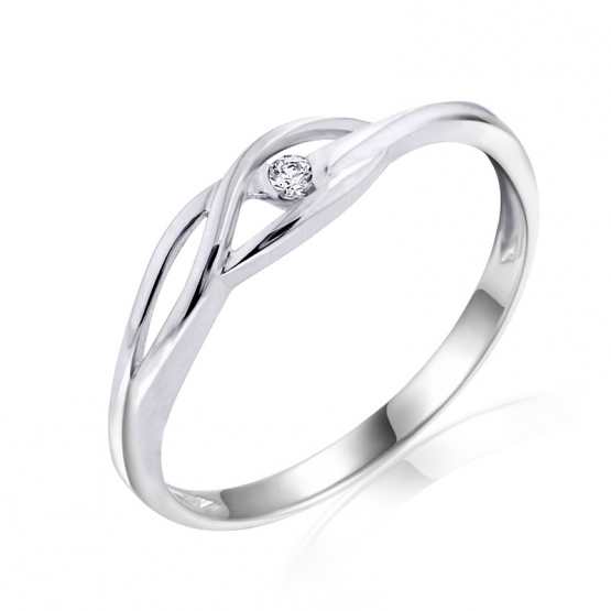Couple, Rafinovaný prsten Rhonda, bílé zlato s briliantem