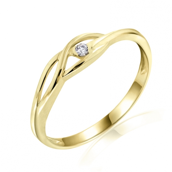 Rafinovaný prsten Rhonda, žluté zlato s briliantem