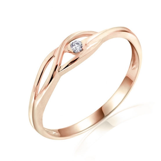 Couple, Rafinovaný prsten Rhonda, růžové zlato se zirkonem