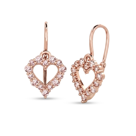 Dětské náušničky Sweetie, růžové zlato a růžové zirkony