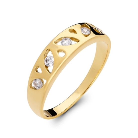 Originální prsten Avrila, žluté zlato se zirkony